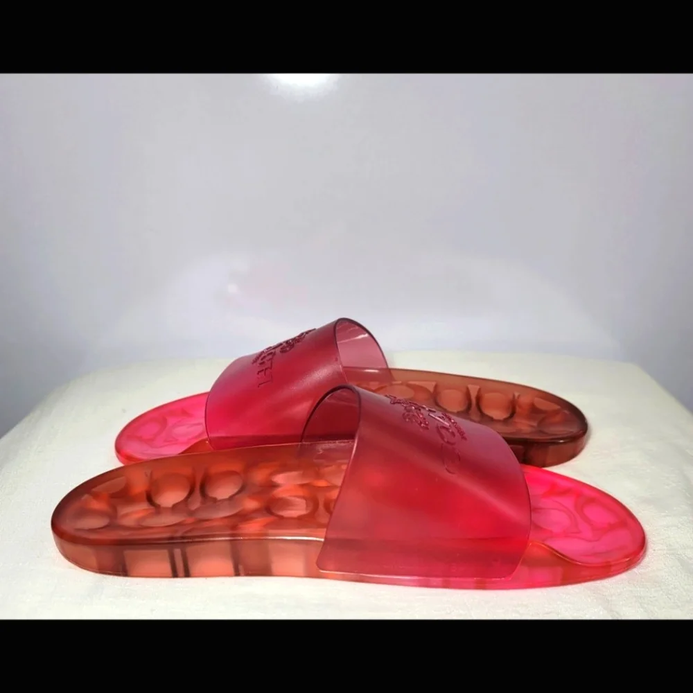 Coach Women's Size 9B Pink Ulyssa Jelly Slides.